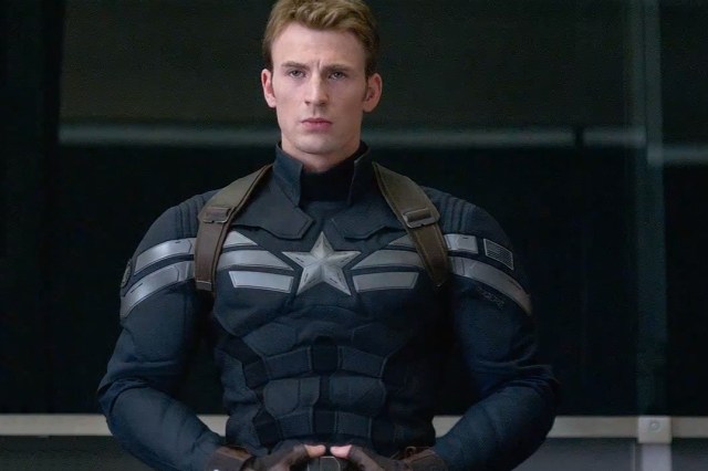 Captain America (Steve Rodgers) finally gets a spiffy, non-garrish outfit in Captain America: The Winter Soldier. He will ditch it for an old garrish one during the film's climactic sequences. Photos courtesy Walt Disney Studios Motion Pictures.